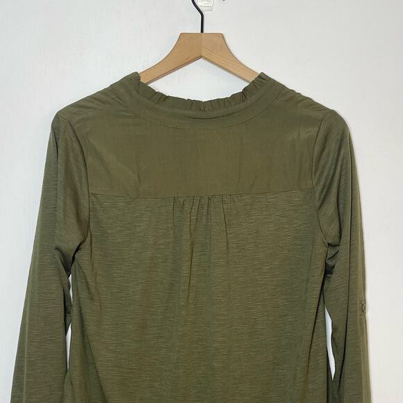 New Anthropologie Porridge Aiden Shirt Olive Green Size XS Frenchie Dog Detail - Picture 8 of 13